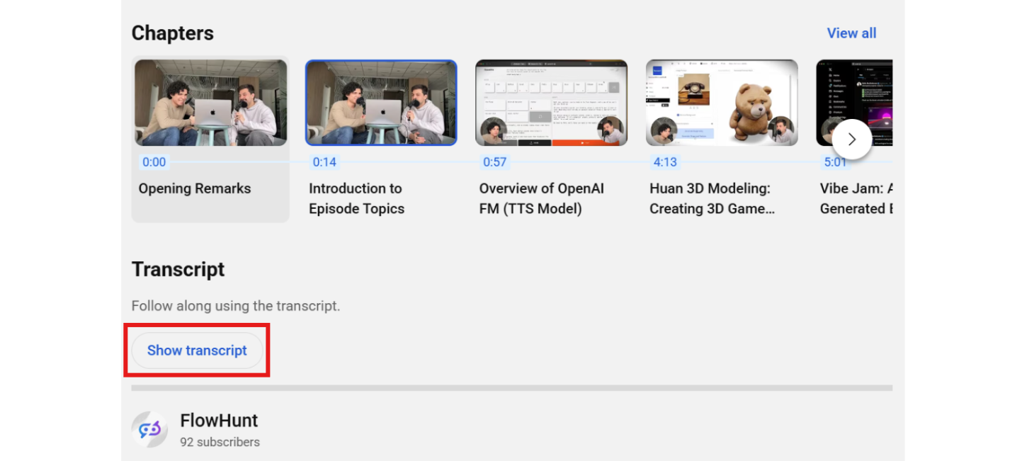 get transcript from youtube video