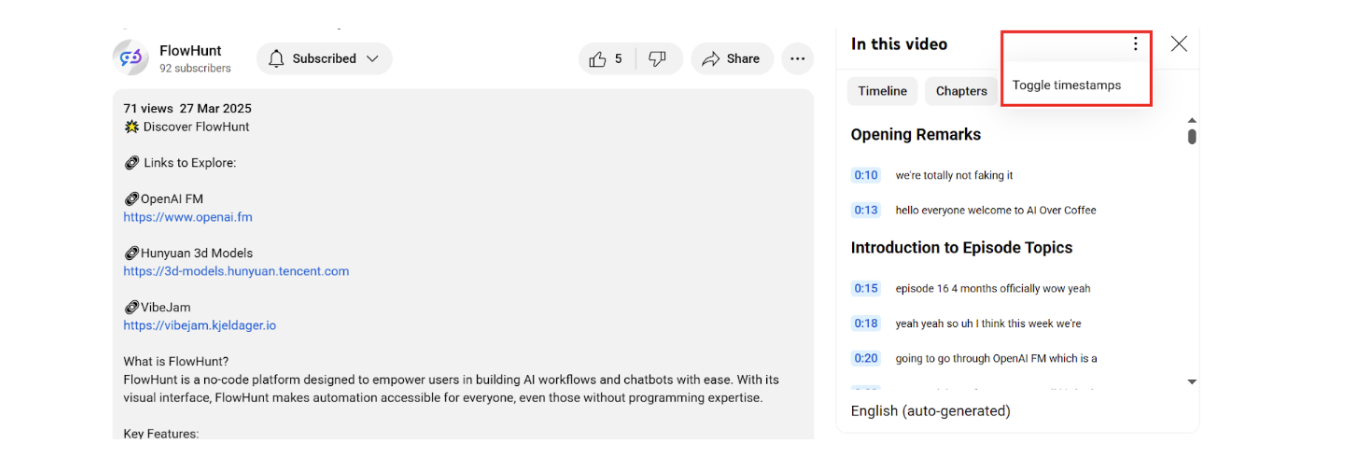 get transcript from youtube video