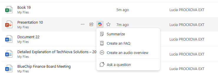 Copilot referencing OneDrive files