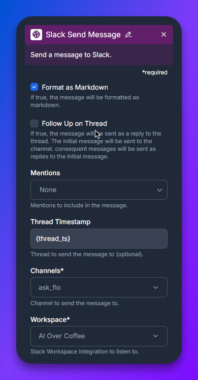 Slack Send Message Component