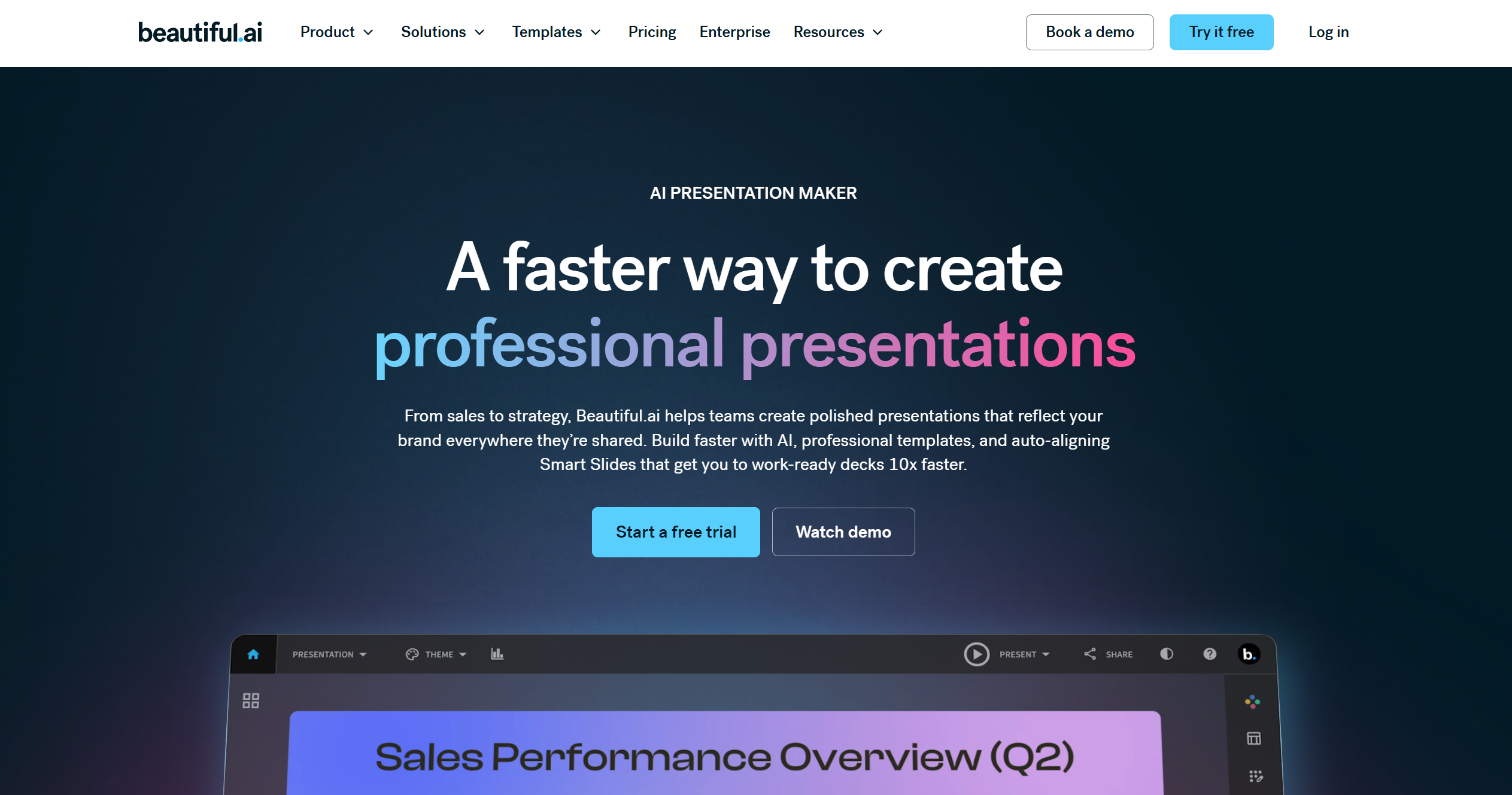 Beautiful.ai homepage