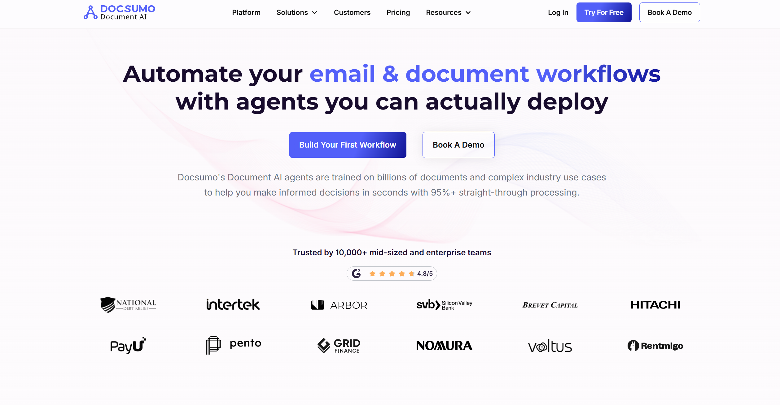 Docsumo platform homepage