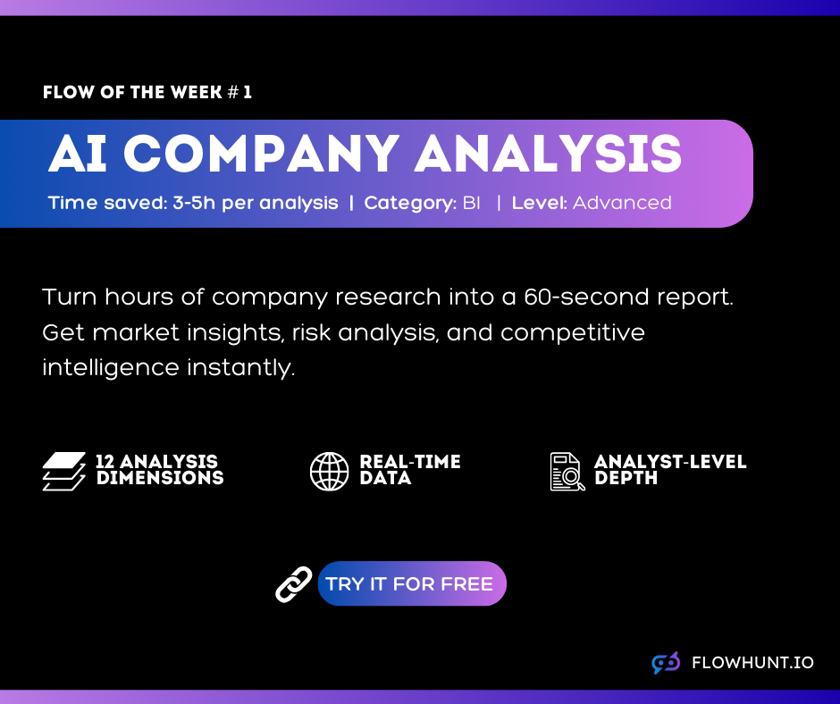 Flow of the Week #1: AI Company Analysis — Competitive Intelligence in Minutes