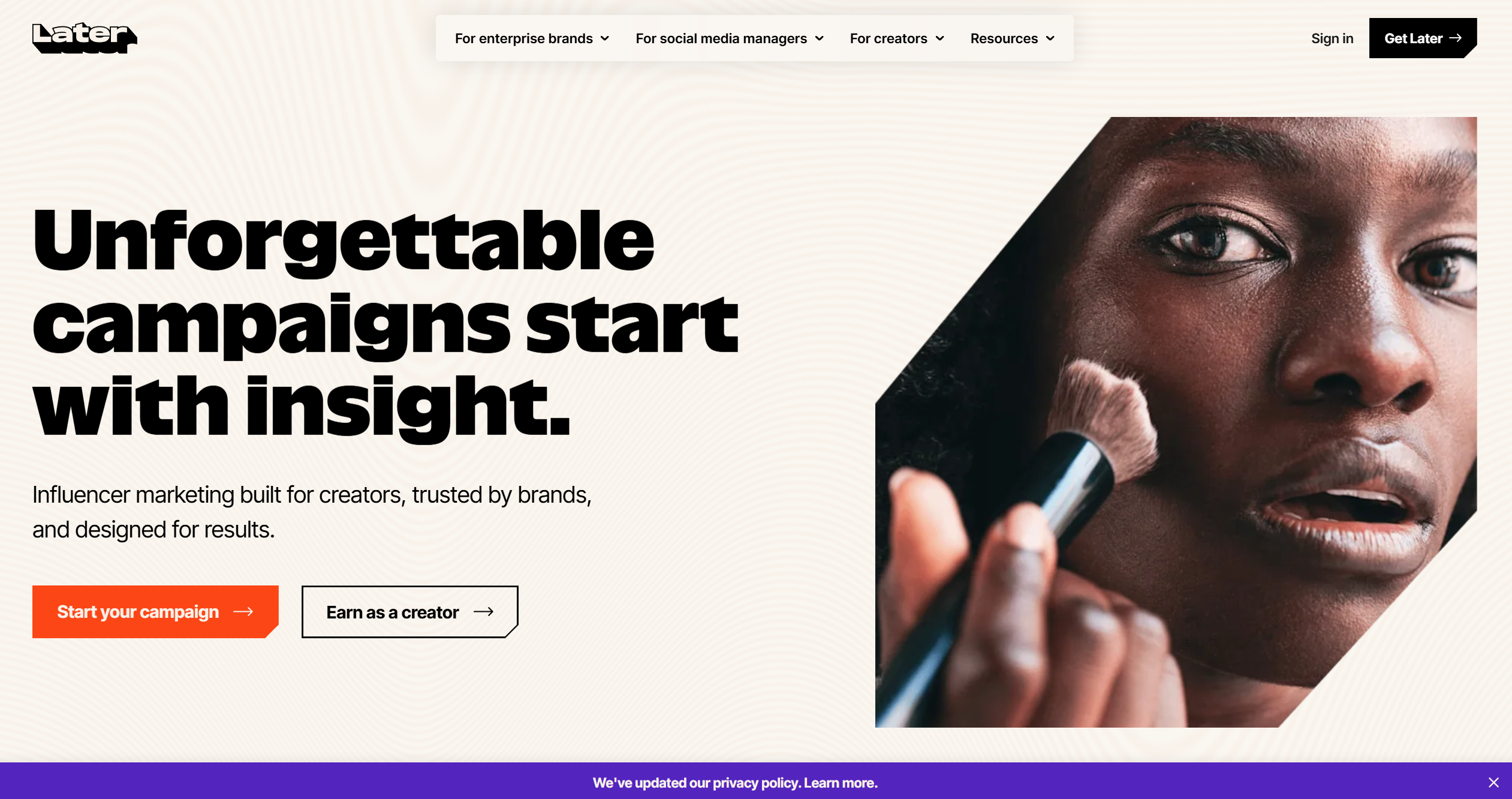 Later homepage
