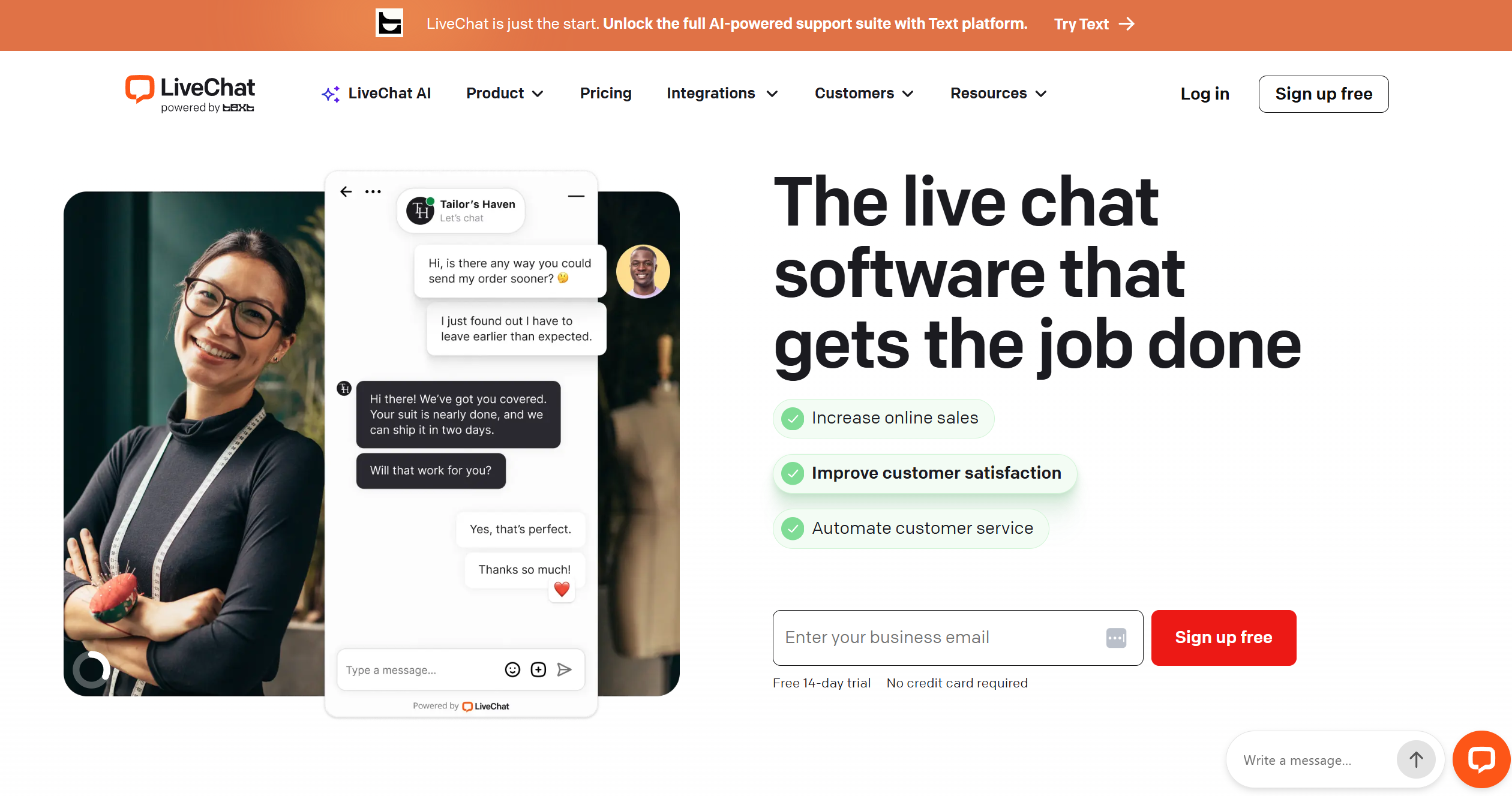 Rozhraní zákaznické podpory LiveChat