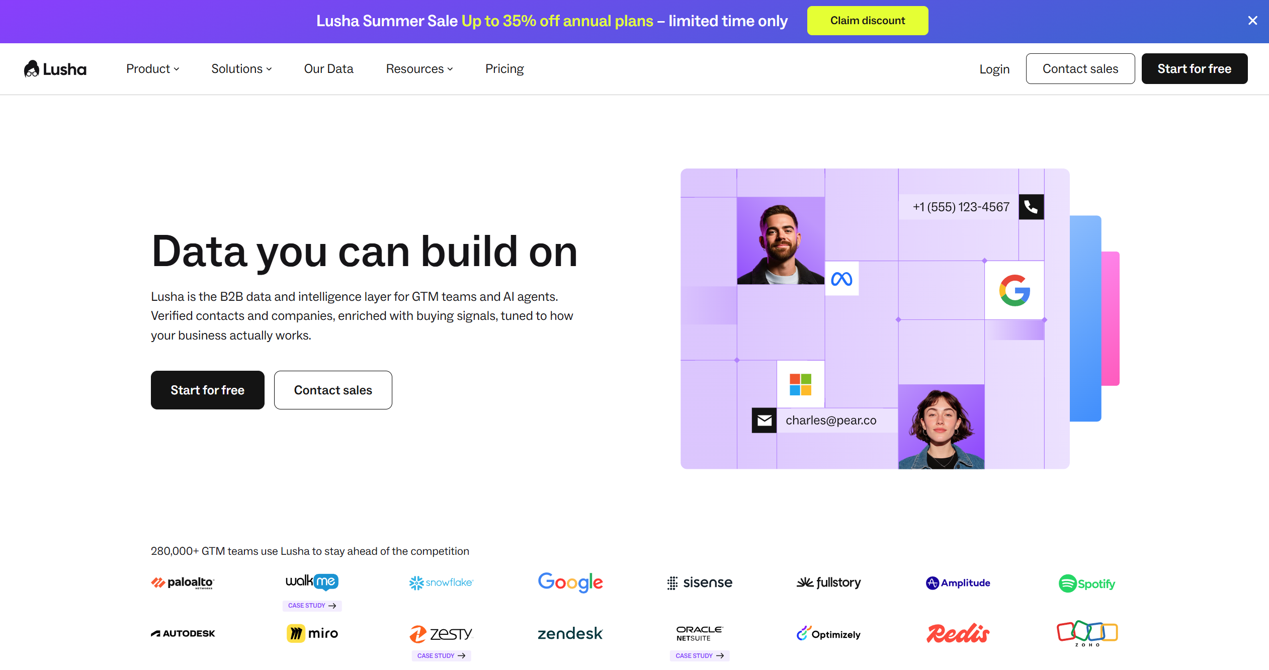 Lusha homepage