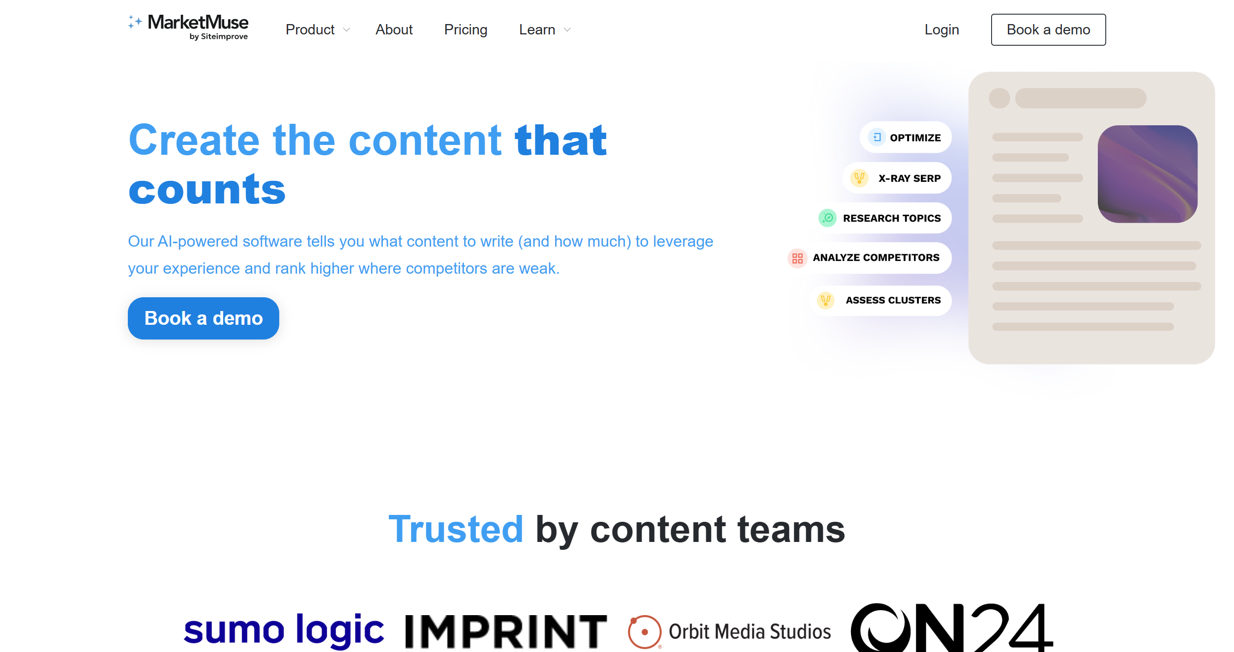 MarketMuse homepage