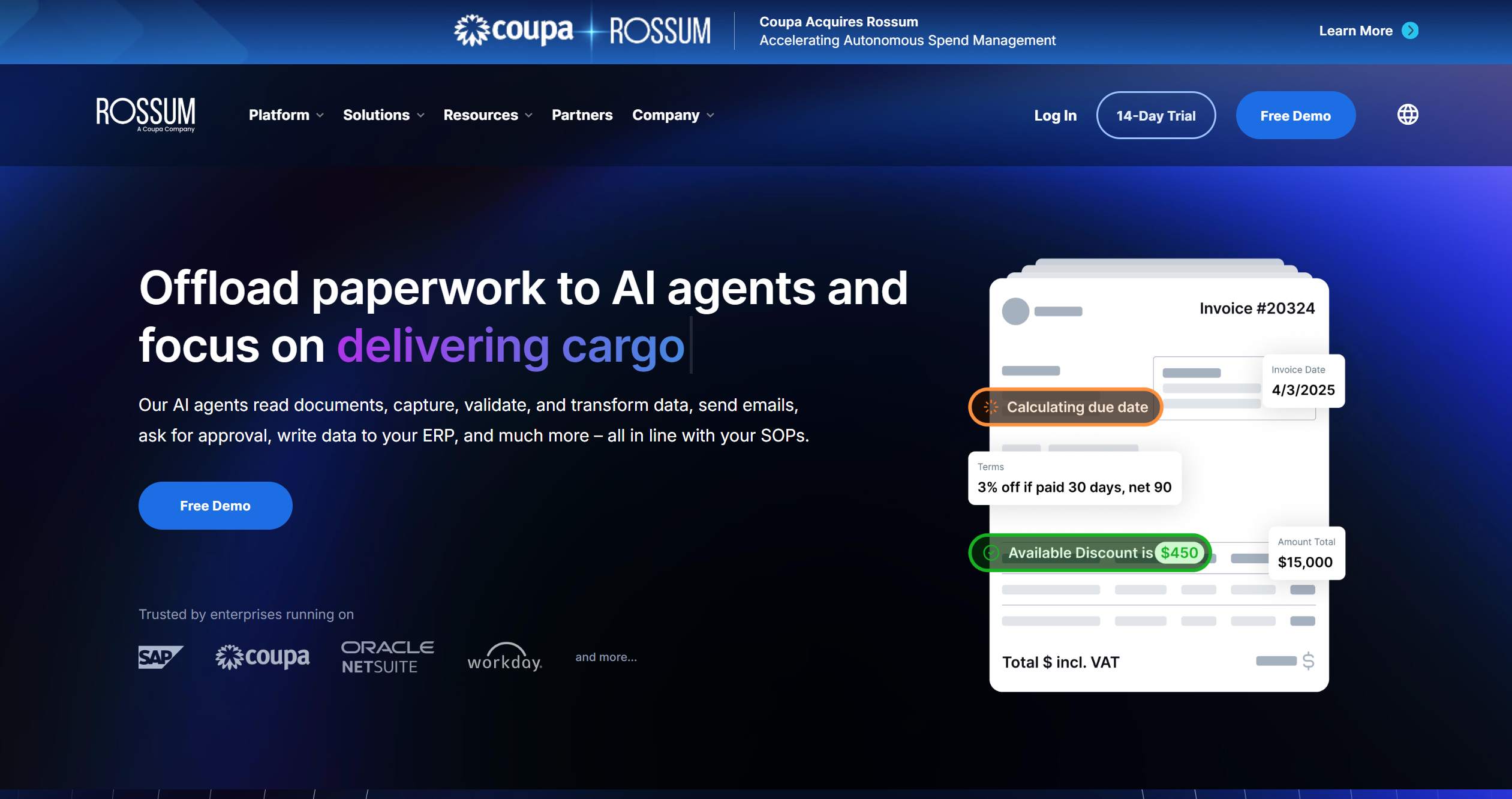 Rossum platform homepage
