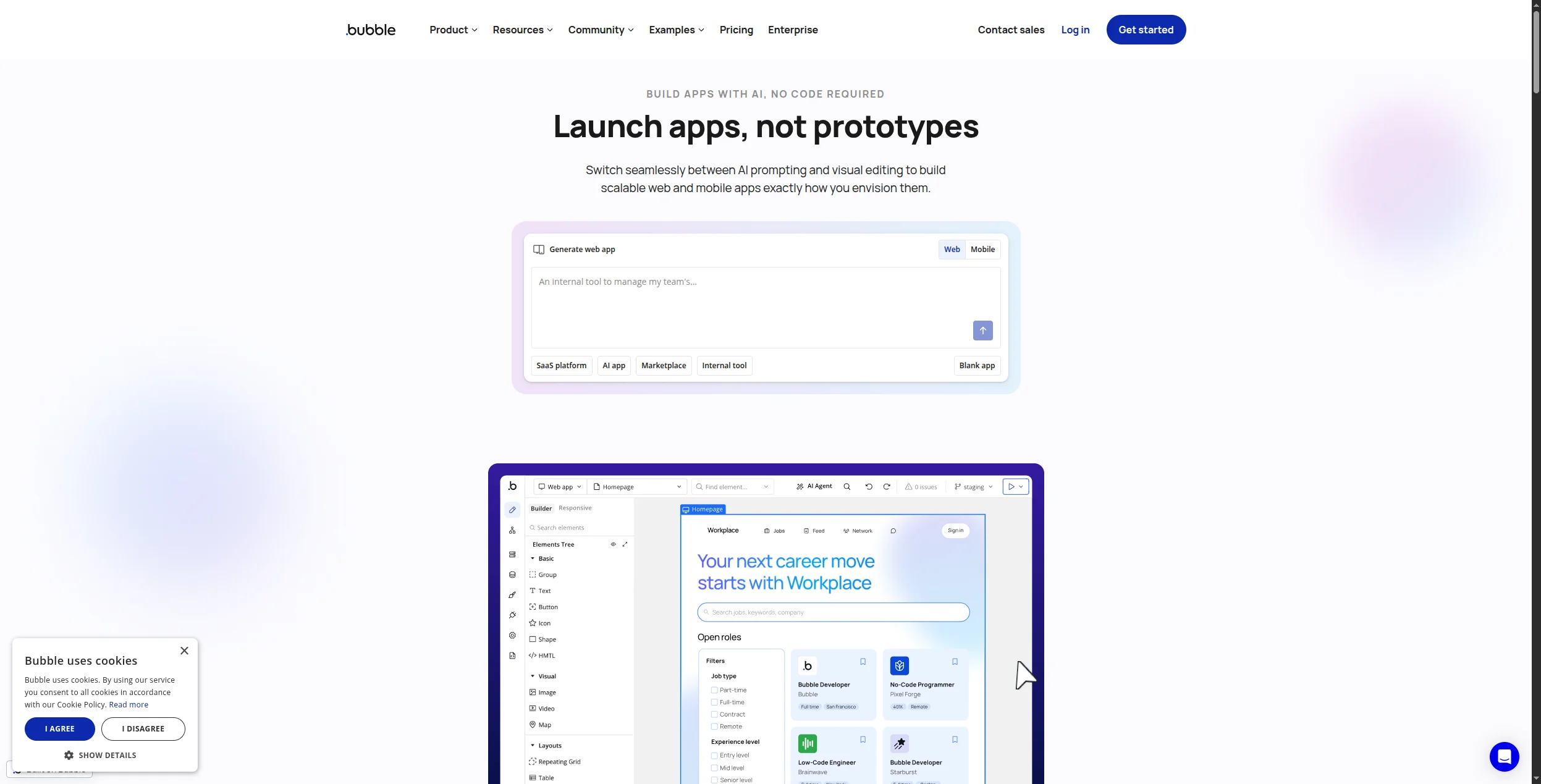 Bubble no-code app builder