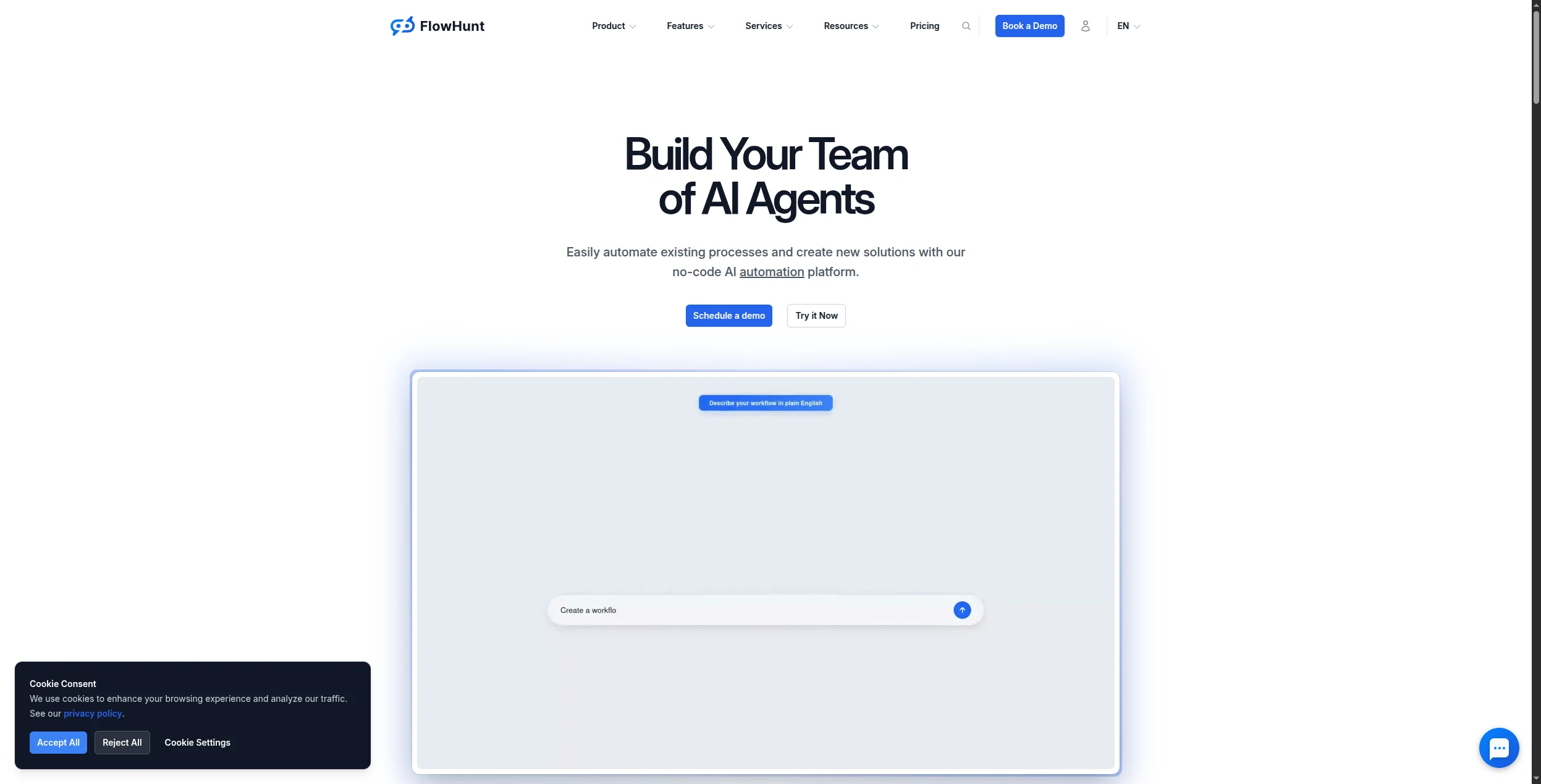 FlowHunt AI Agents dashboard