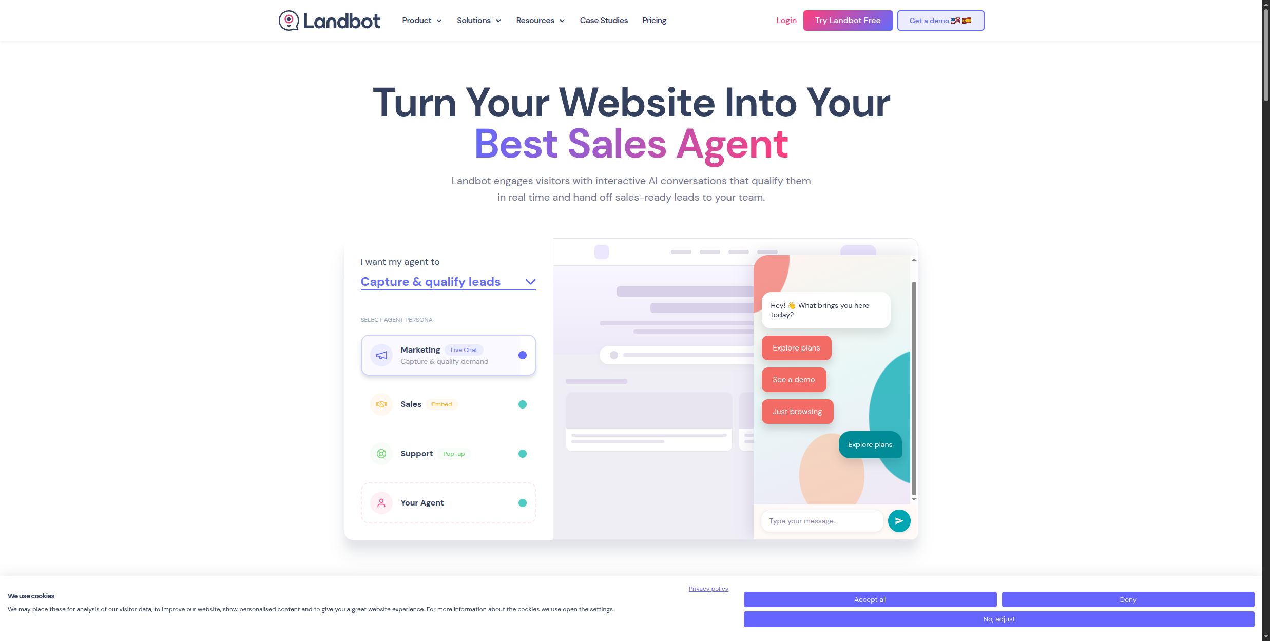 Landbot no-code chatbot builder for lead generation