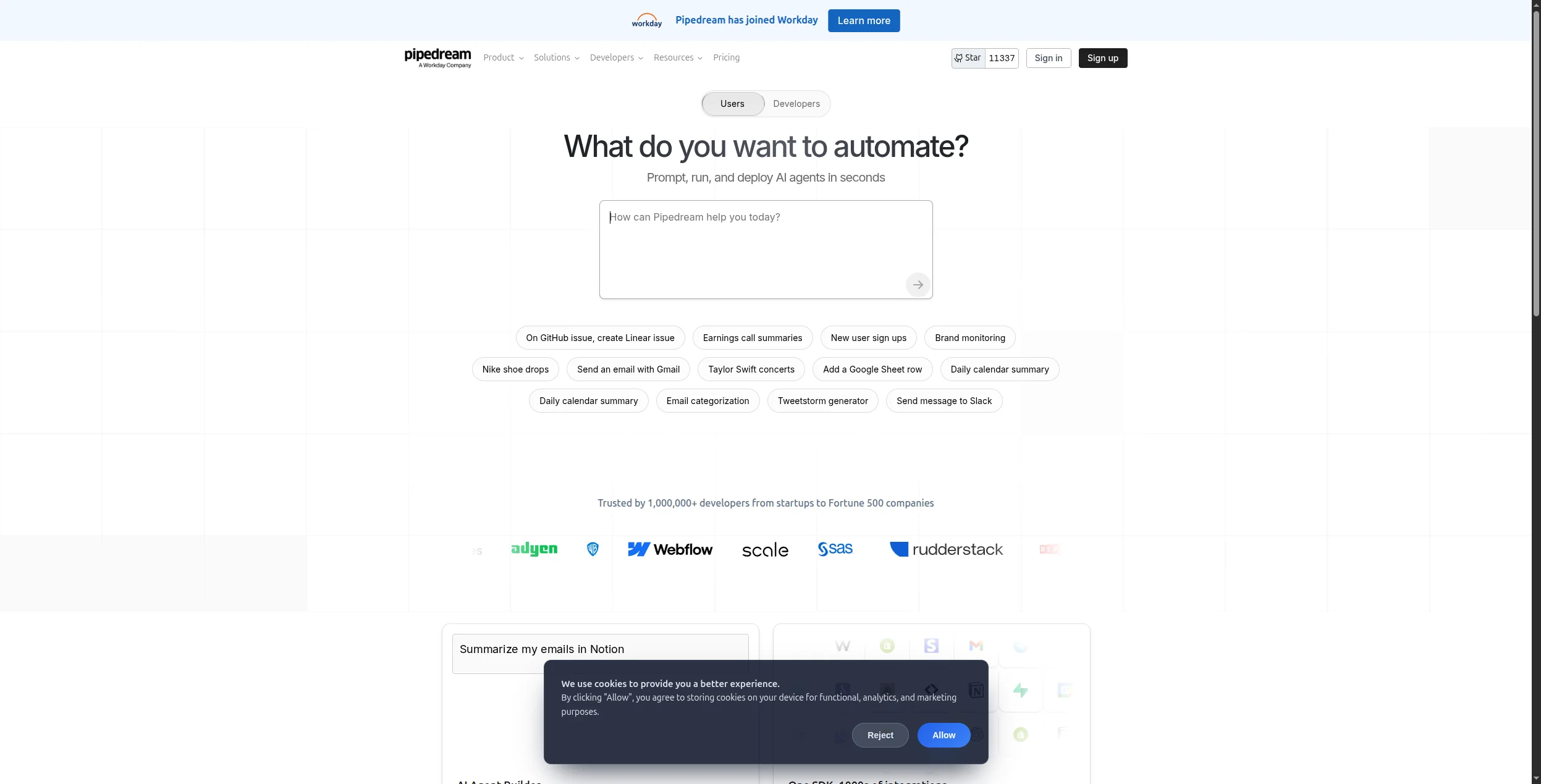 Pipedream dashboard