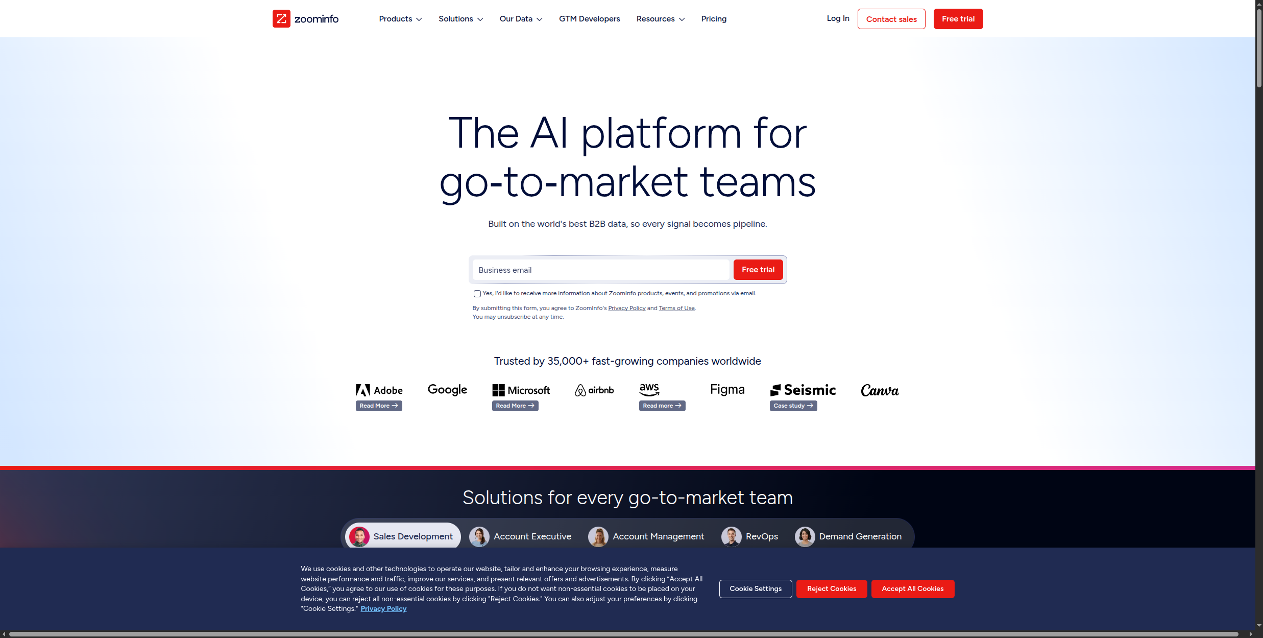 ZoomInfo B2B sales intelligence platform