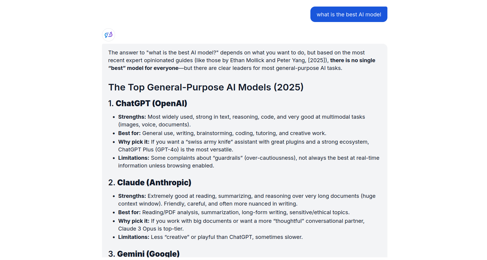 Flowhunt bot answers what's the best AI model