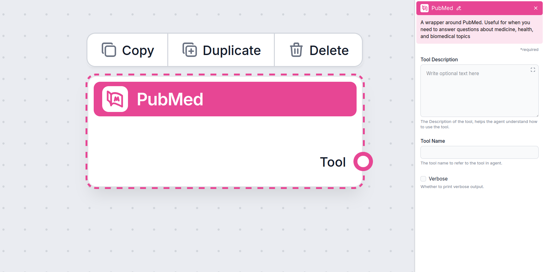 PubMed Tool Component in FlowHunt
