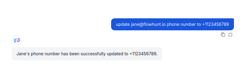The Flow successfully updating a phone number based on contact's associated email.