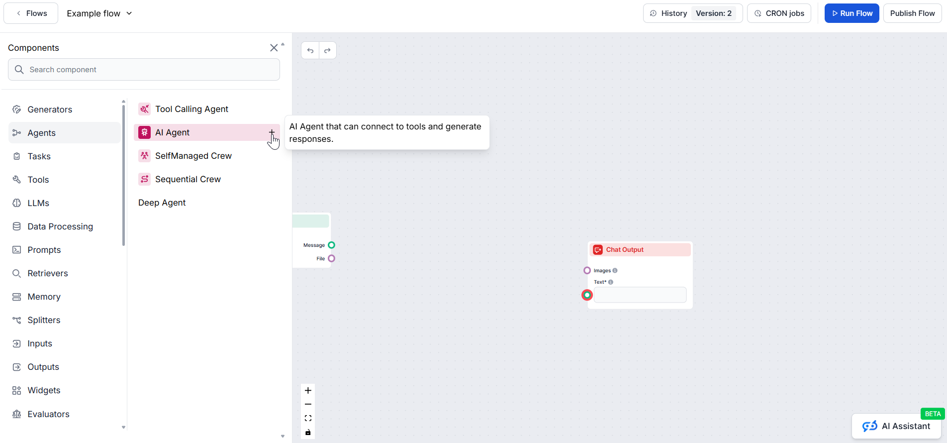 FlowHunt components menu