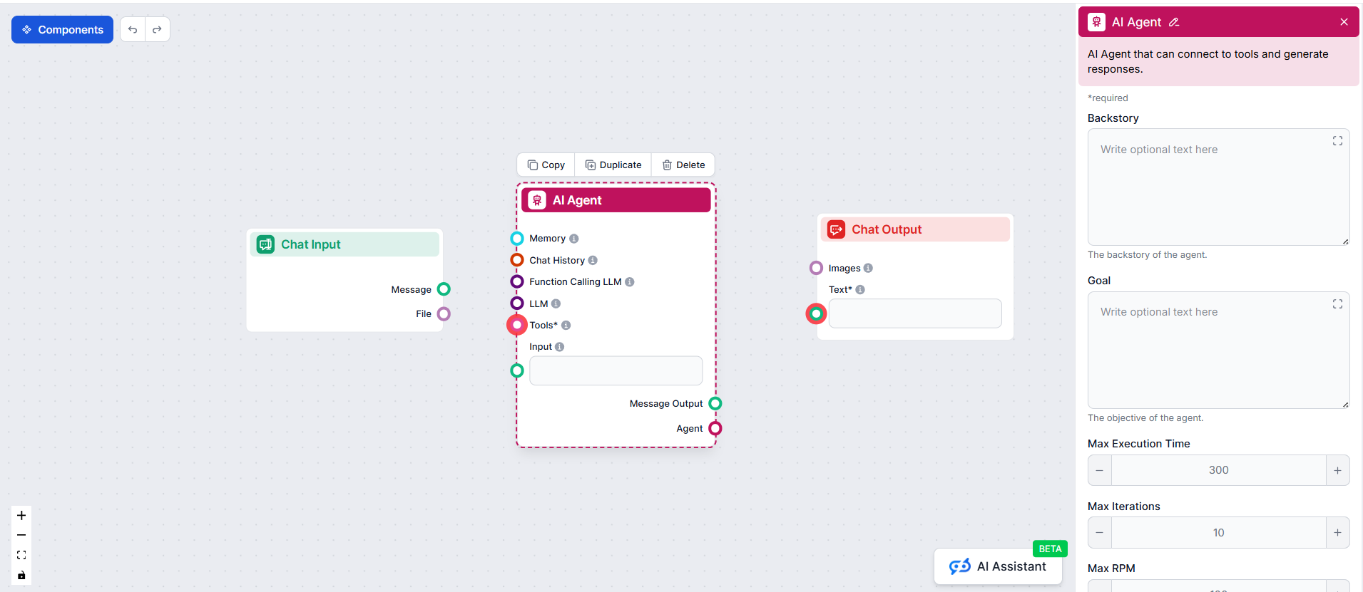 FlowHunt components menu