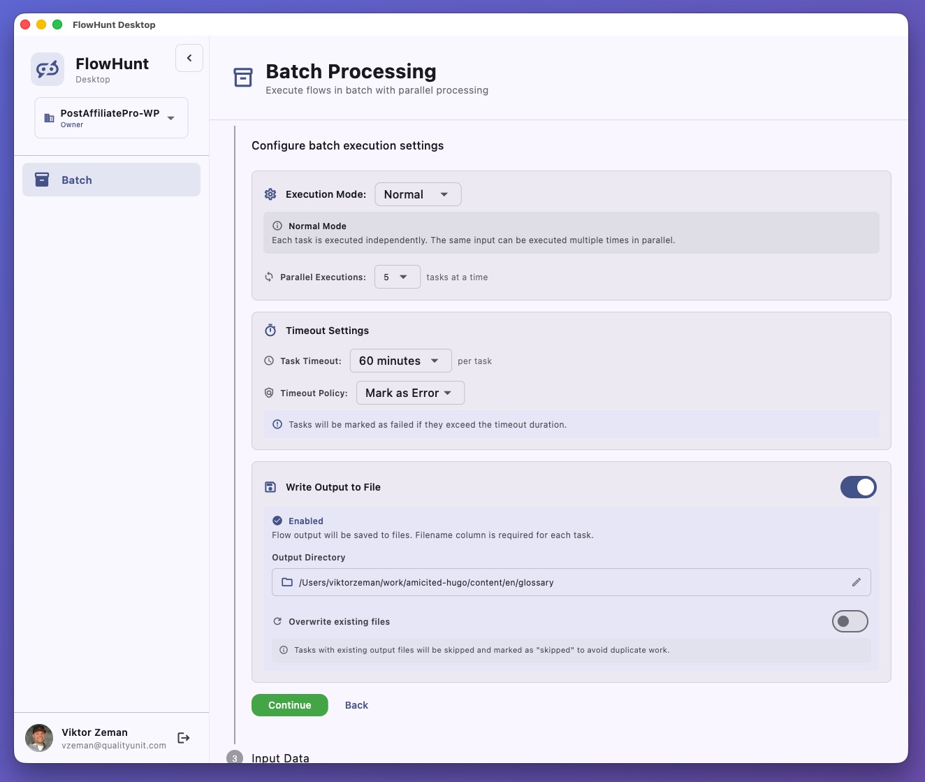 Desktop application power features and configuration