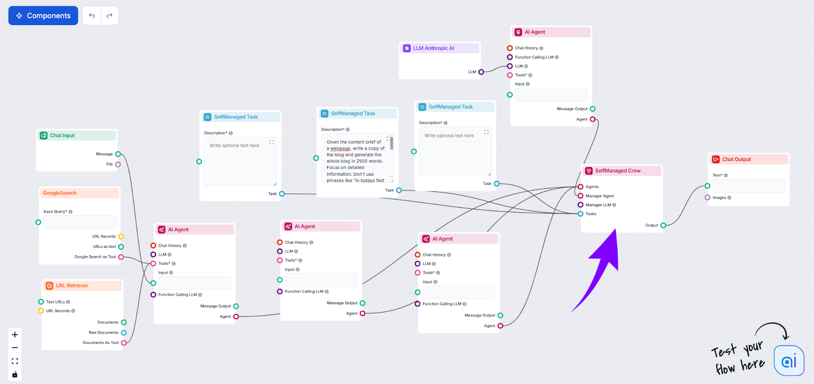 Adding the SelfManaged Crew component to the Advanced Blog Generator