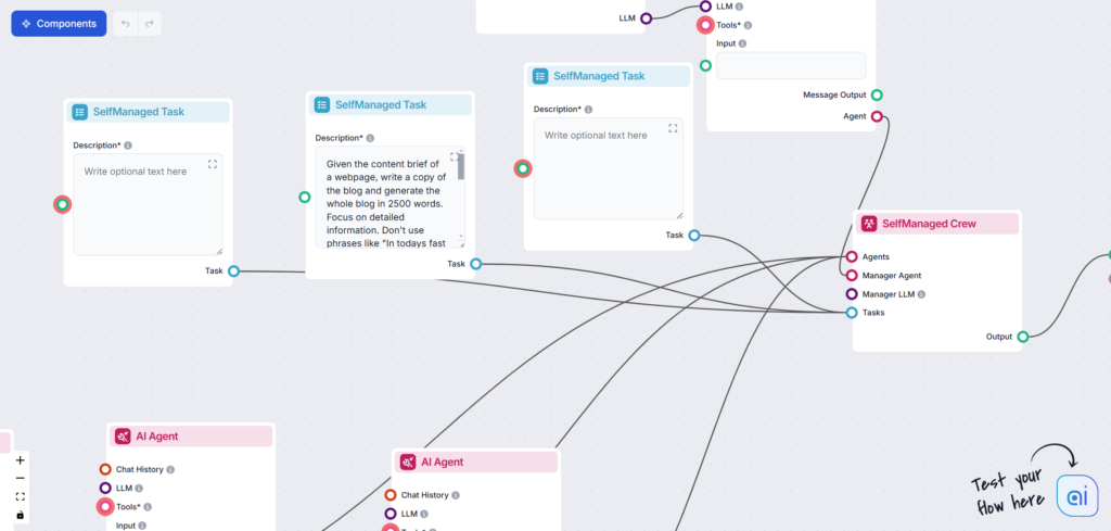 Connecting SelfManaged Tasks to SelfManaged Crew