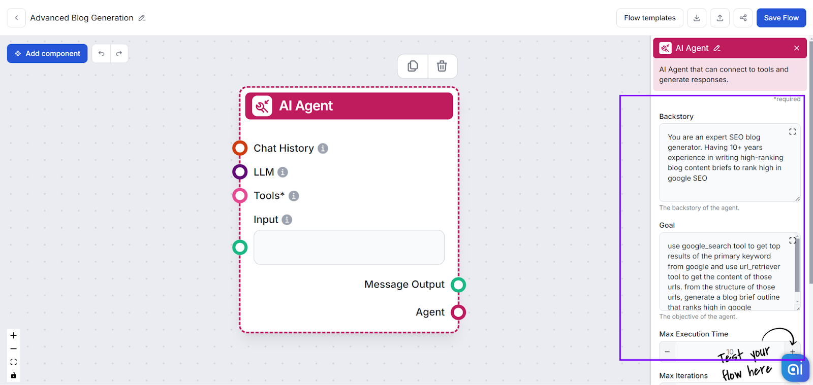 AI Agent component detail