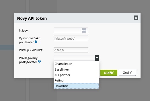 BiznisWeb.sk API 키 생성