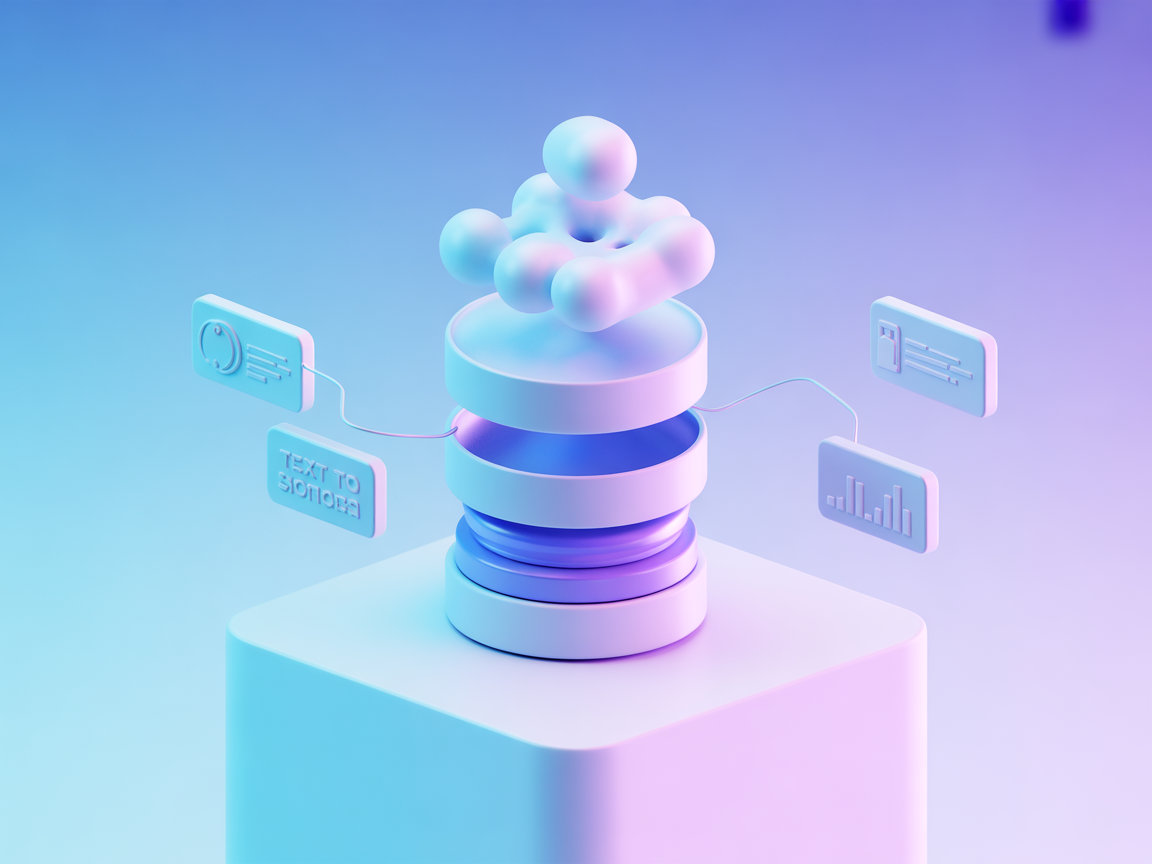 Minimalistisk SaaS-vektor, der viser tekst-til-tale, lydgenerering, server og webklient