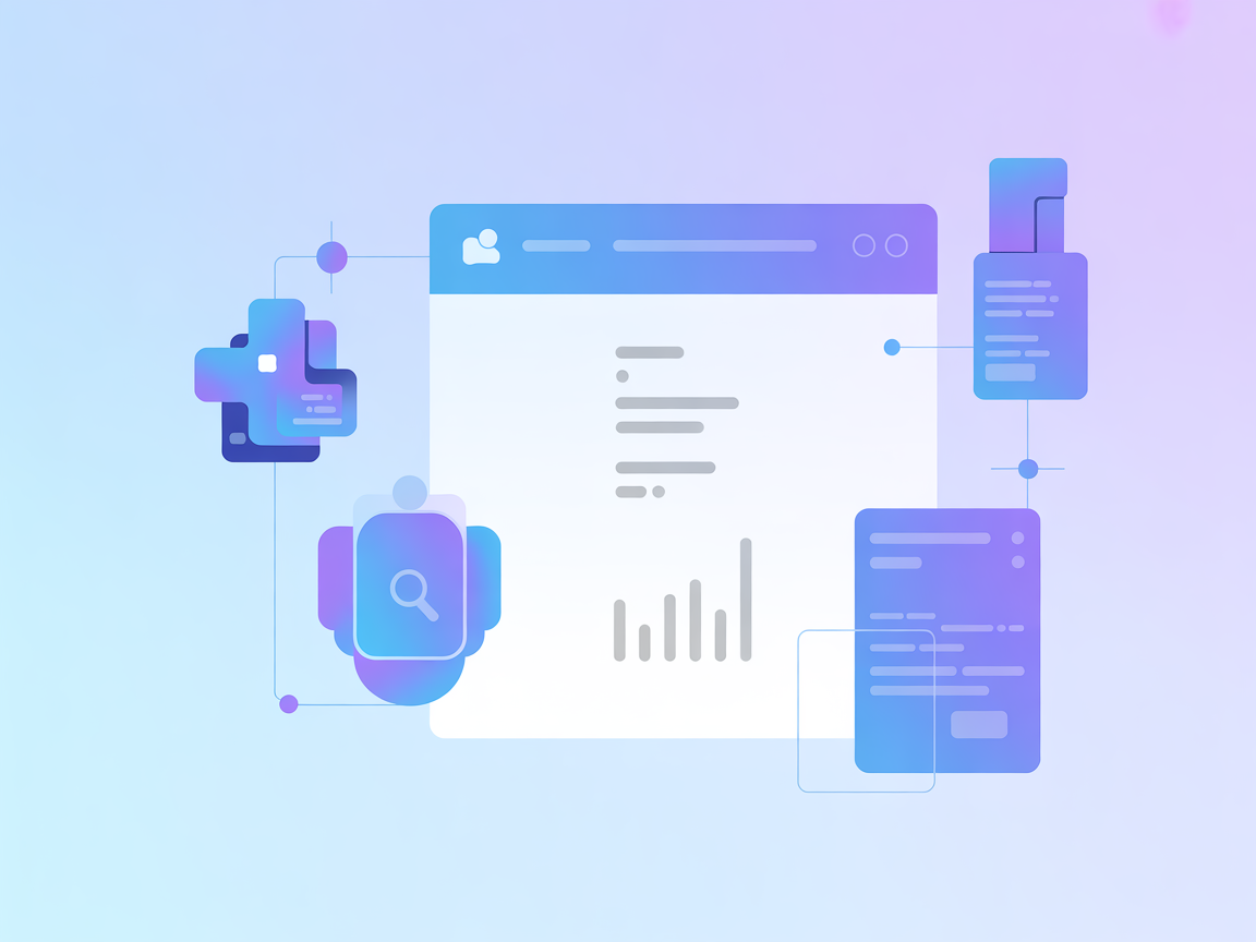 Minimalist illustration showing database, search, and AI interaction