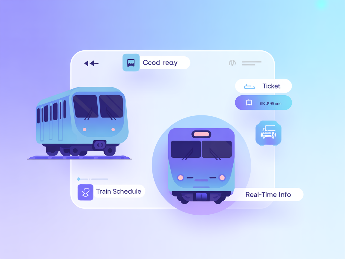 Imagen vectorial minimalista que representa horarios de tren en tiempo real e información de viajes