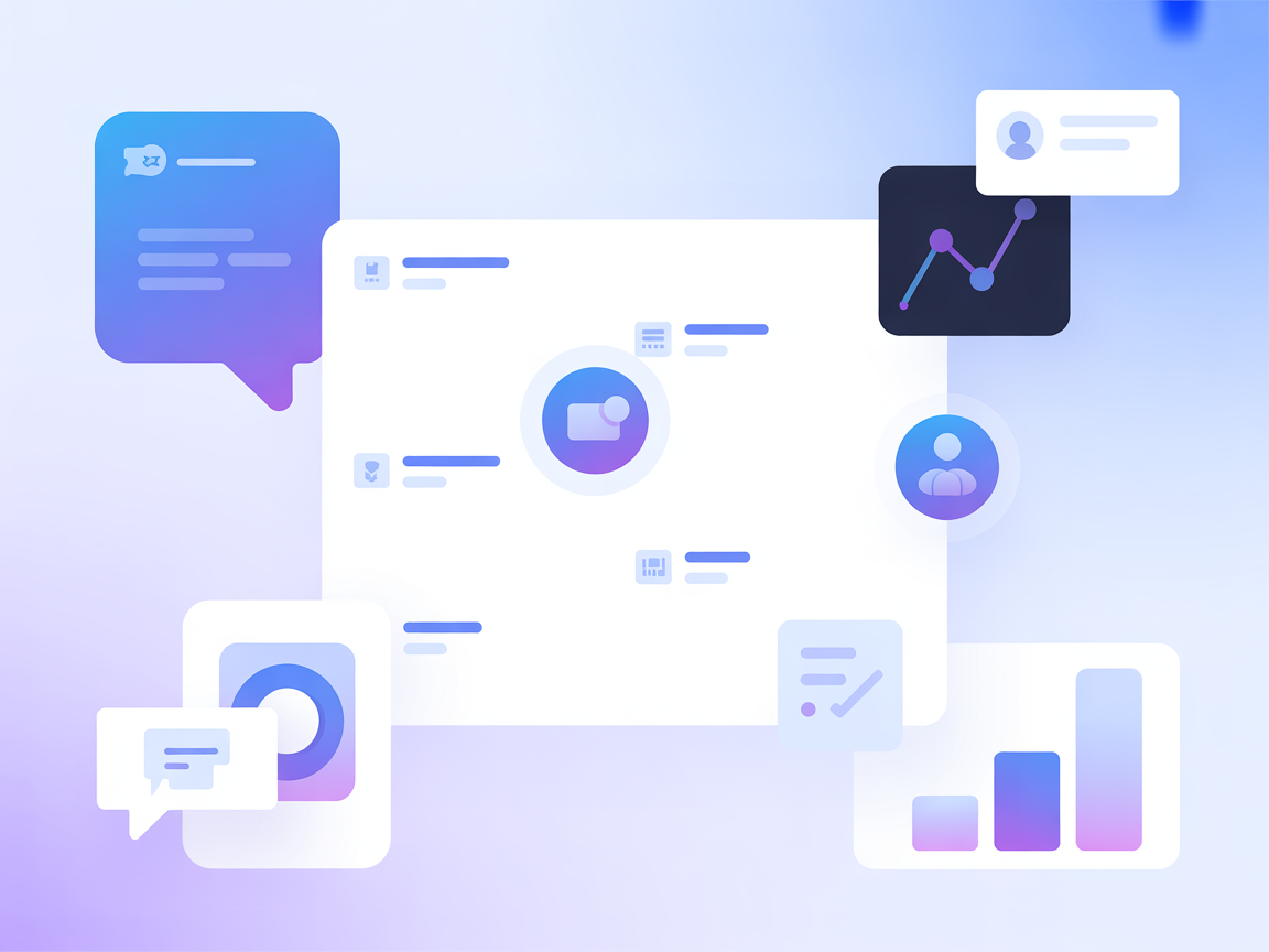 Minimalistische chat- en berichtenautomatiseringsillustratie