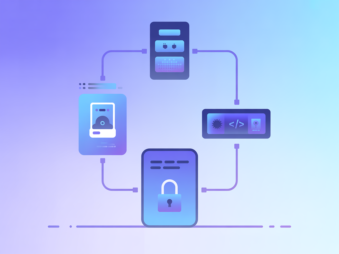 Minimalistische vector met cloudsync, notitieblokken en automatisering