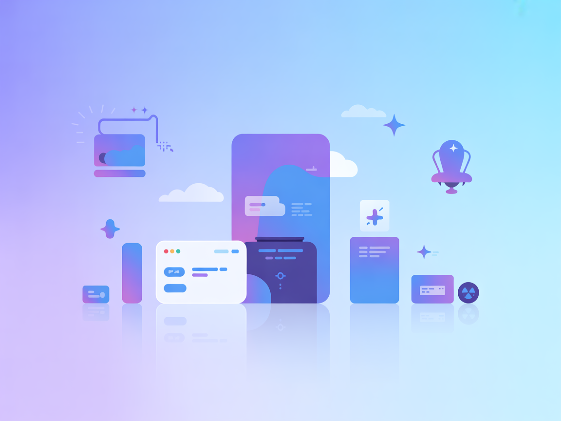 Minimalistische illustratie van AI die ontwerptaken automatiseert