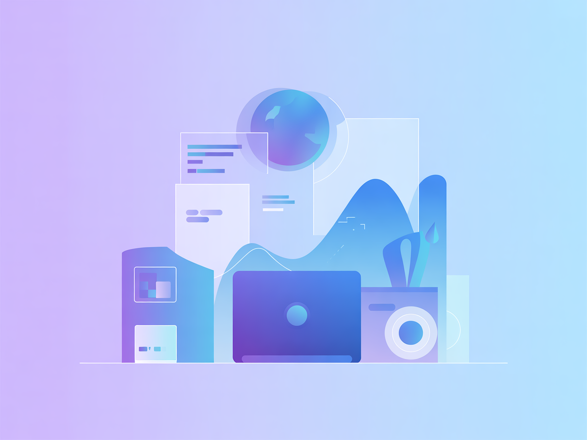 Vector illustration of desktop devices and modern GUI panels