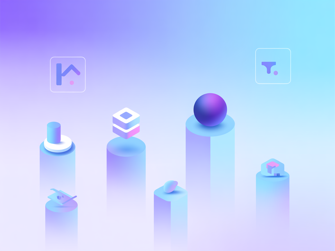 Minimalistische SaaS-omgeving met muziek- en analyse-iconen