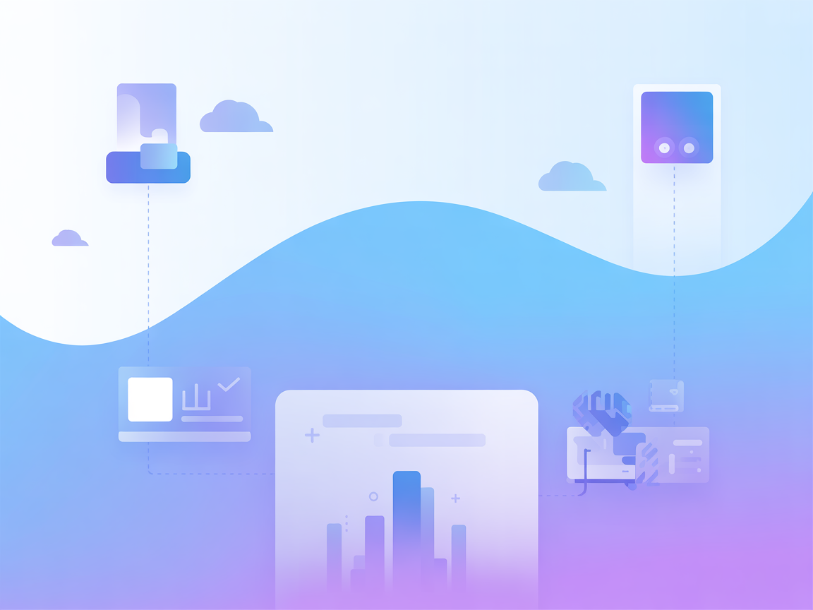 Minimalist vector of CCTV VMS integration with security icons and server elements