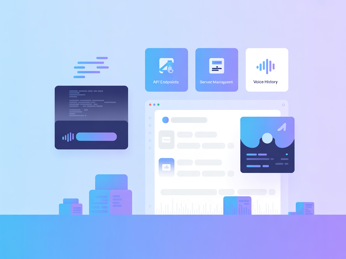 Minimalistisk vektor af webklient-UI med stemmekontroller, download- og afspilningsikoner