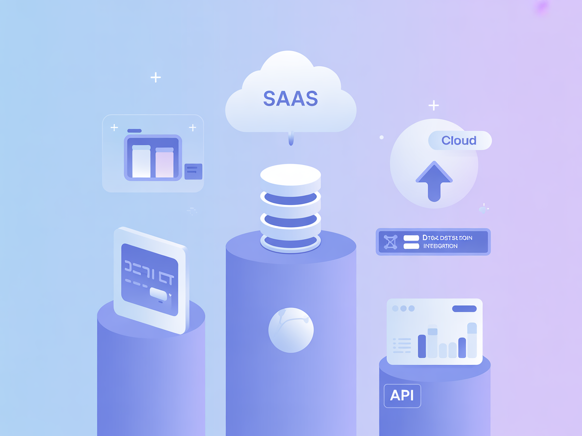 Vector minimalista mostrando integración de IA en la nube, conjuntos de datos y automatización