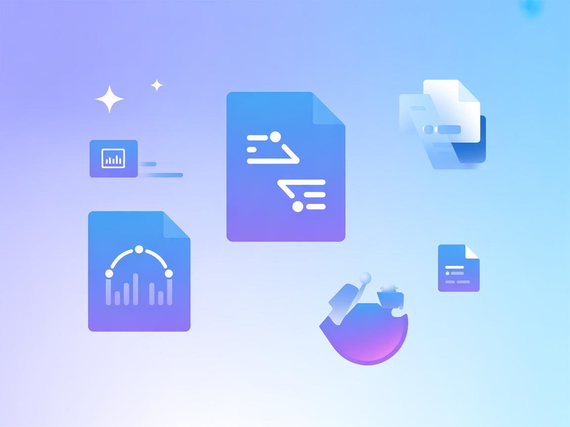 Minimalist vector illustration of document conversion server with multi-format icons