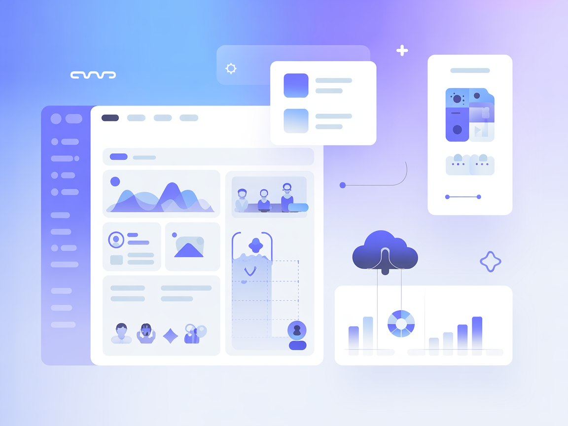 Gráfico vectorial mostrando conectores de apps e integración en la nube
