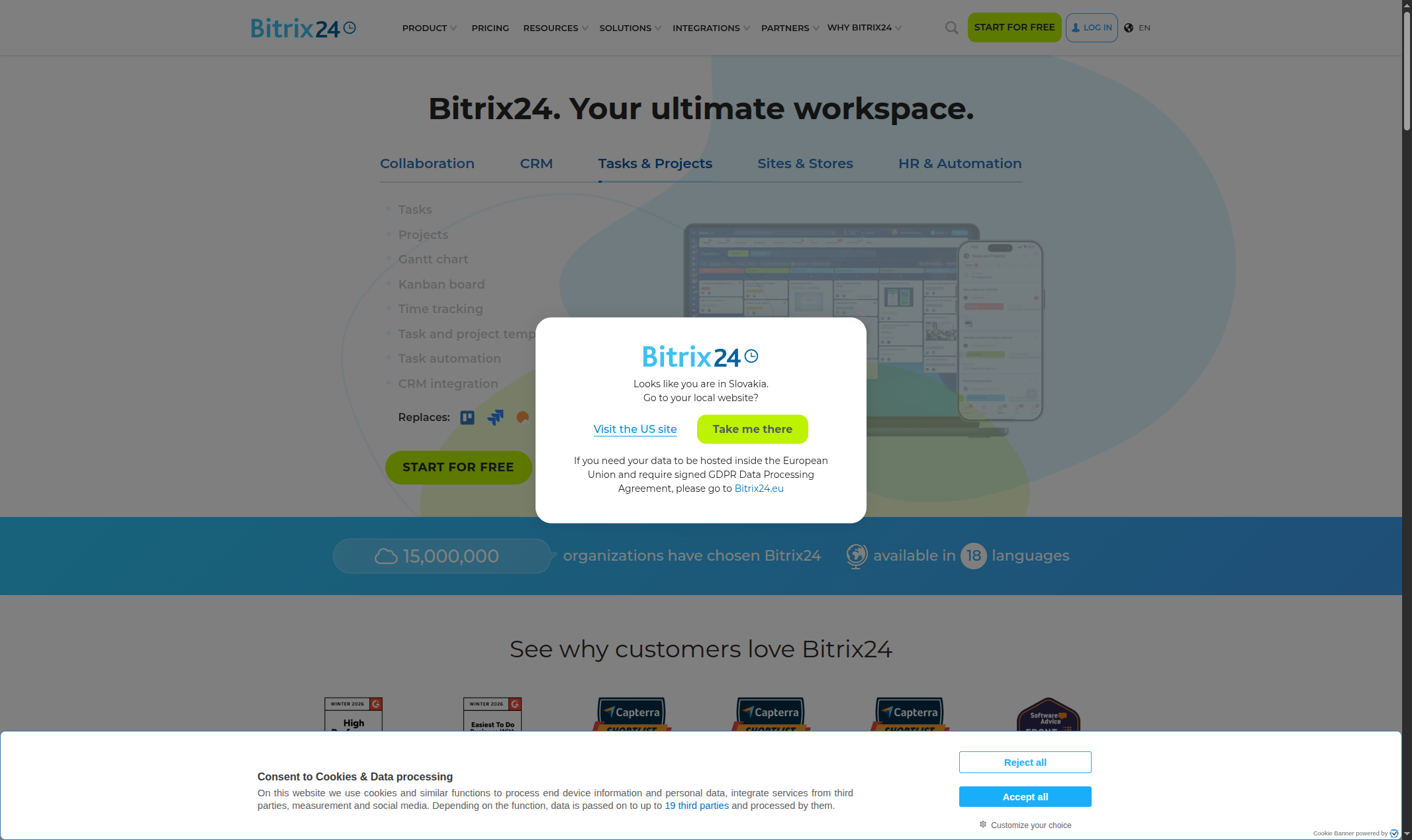 Bitrix24 webhook configuration page