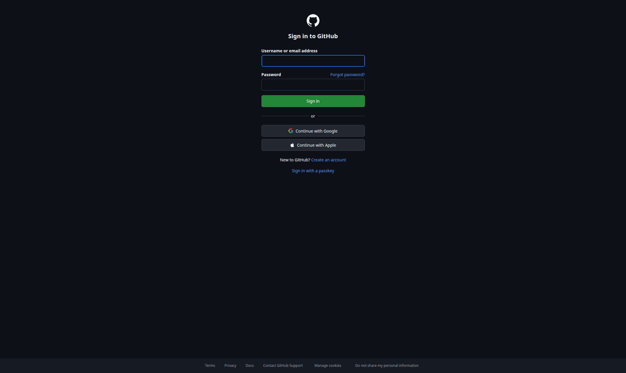 GitHub personal access token settings page