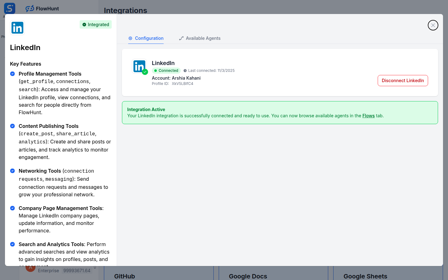 LinkedIn OAuth authentication in FlowHunt