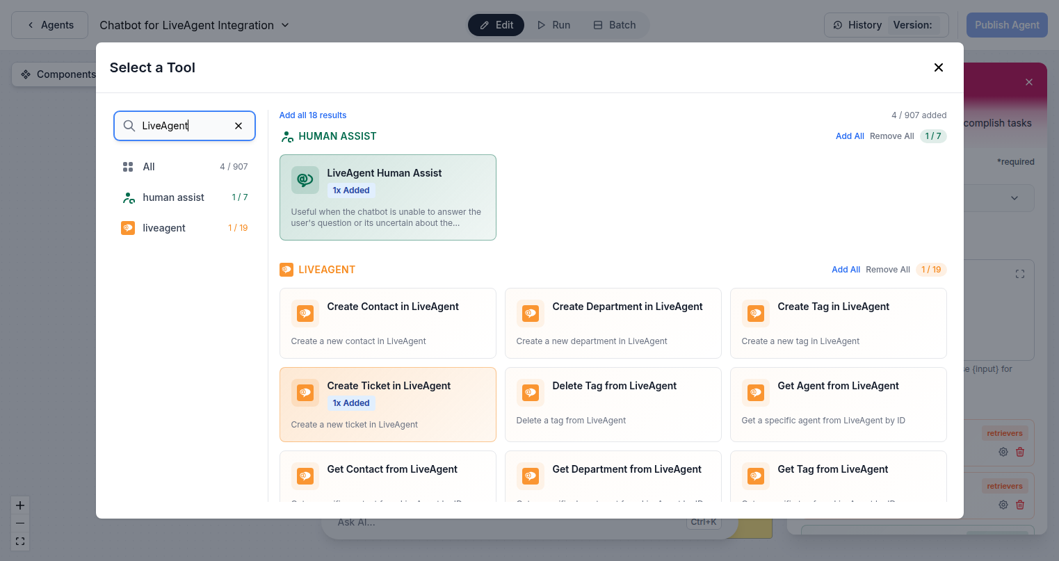 FlowHunt LiveAgent smart escalation components