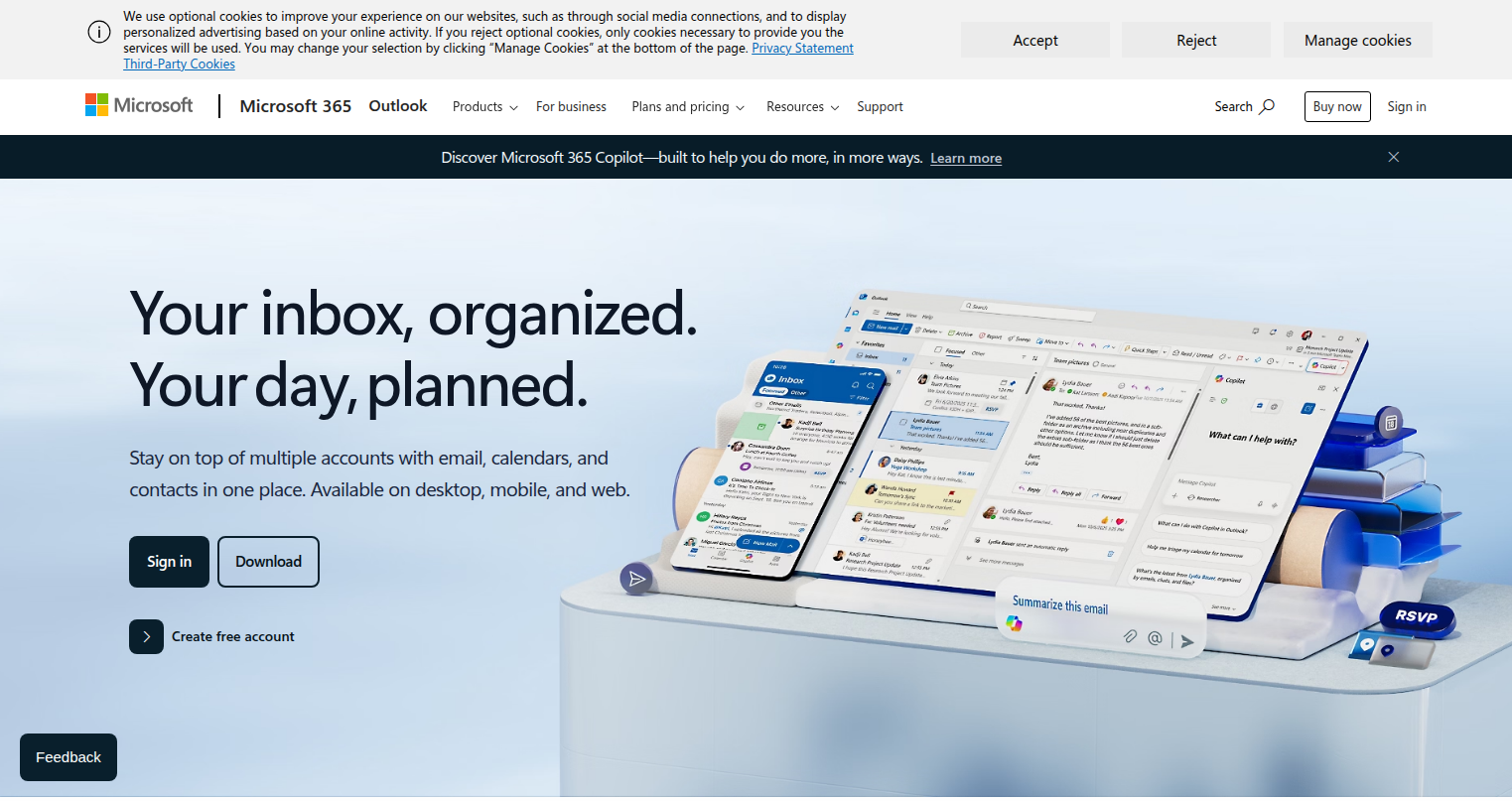 Microsoft Calendar website