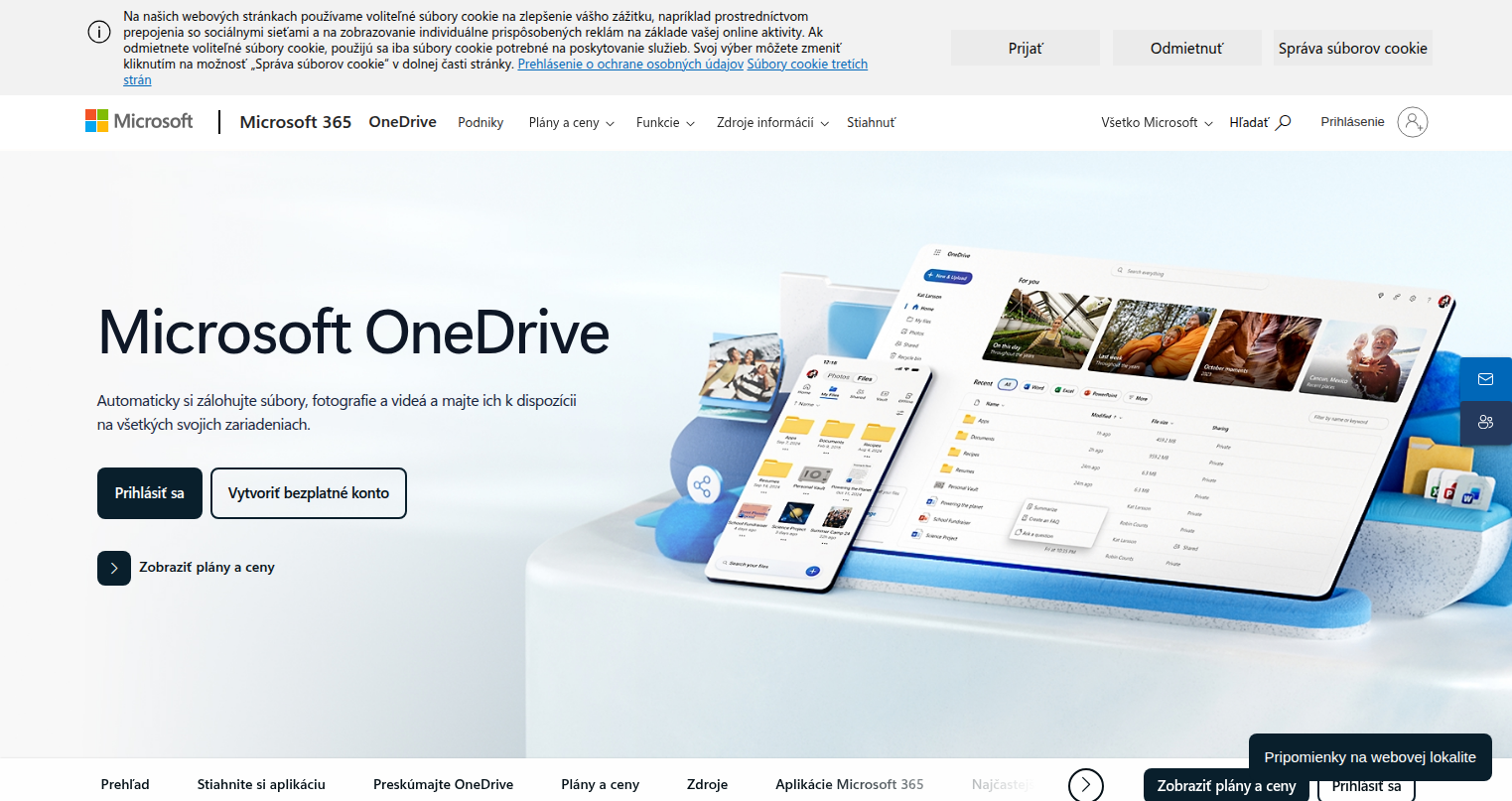 Microsoft OneDrive website