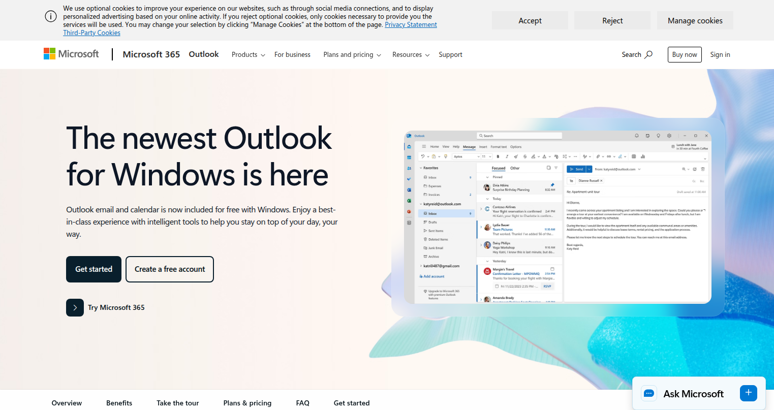 Microsoft Outlook website
