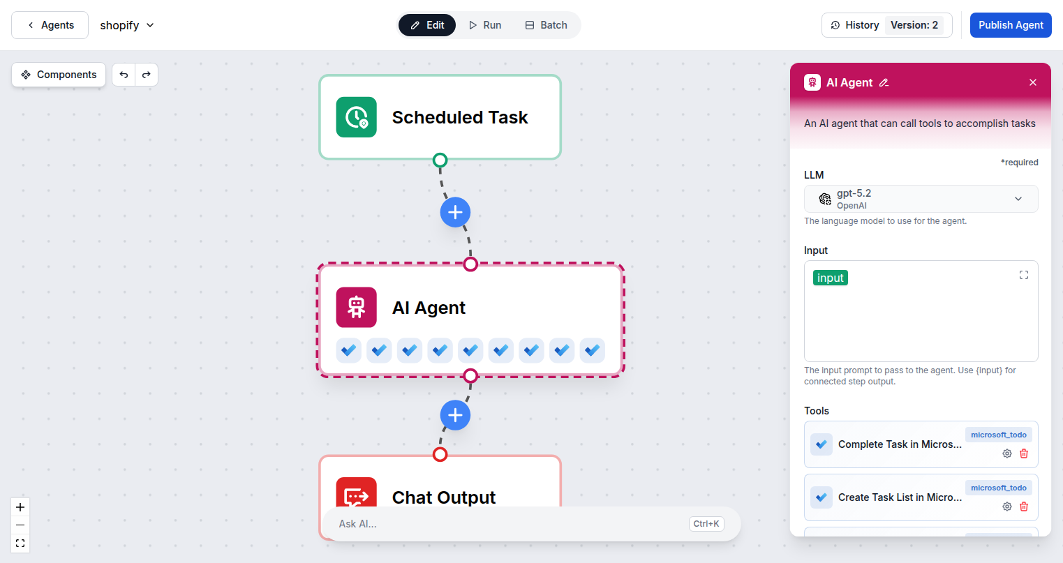 FlowHunt Microsoft To Do tool selection