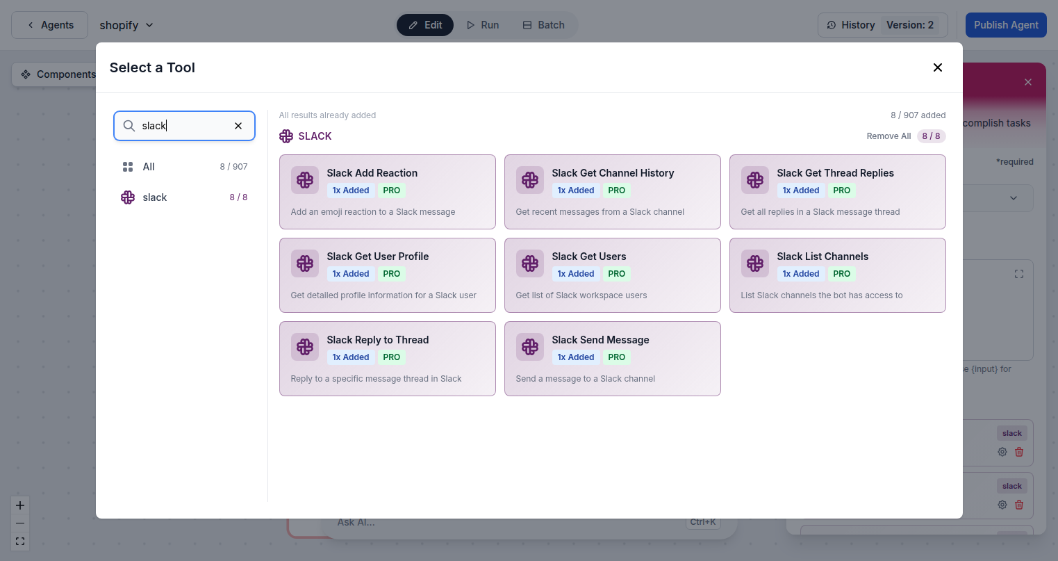 Slack tool components in FlowHunt