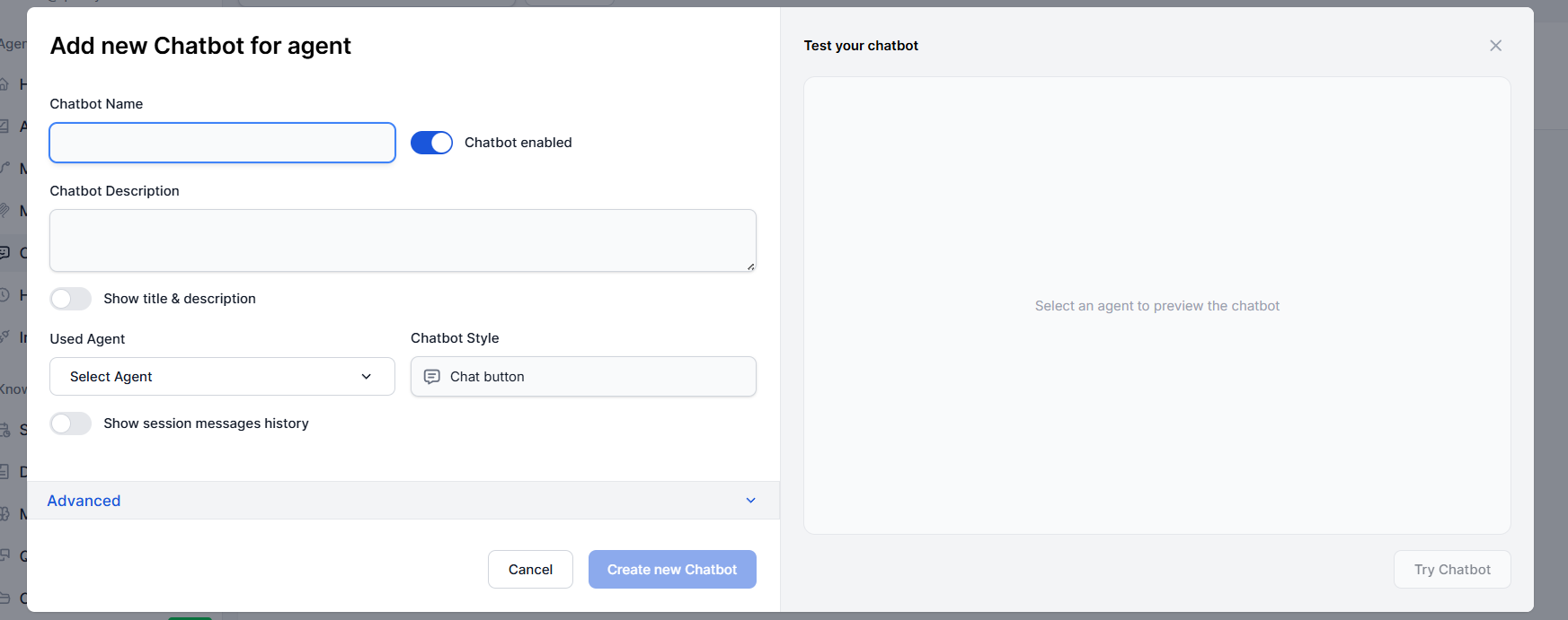 FlowHunt Create Chatbot